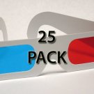 25 pack Classic Red/Cyan Lenses 3D Glasses - Paper Anaglyph