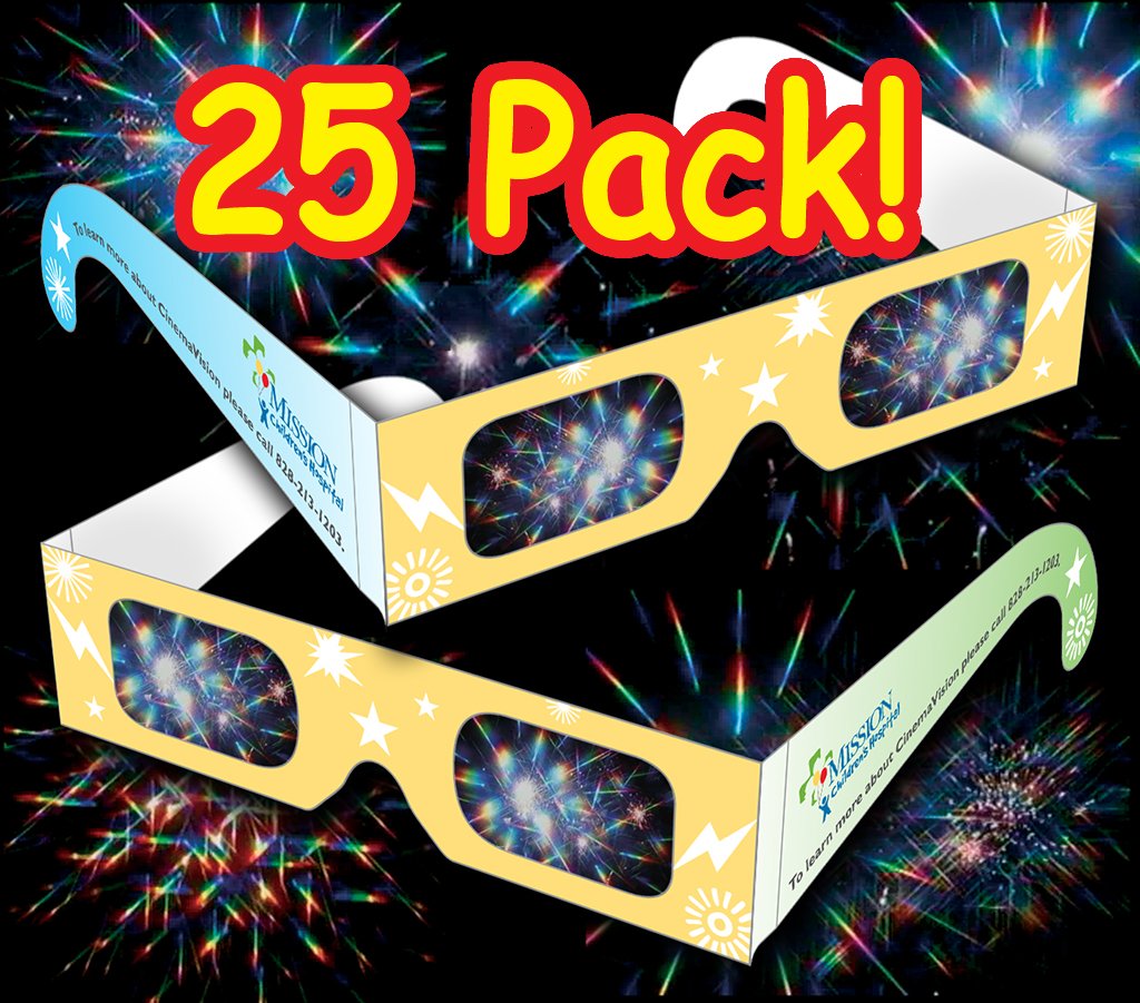 25 Pack Rainbow Laser Holographic Diffraction Psychedelic Rave Glasses