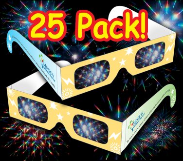 25 Pack - Rainbow Laser Holographic Diffraction Psychedelic Rave Glasses