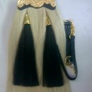 Original Horse Hair Sporran With Gold Plated Cantle With Two White Tassels