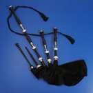 Scottish Highland Black Wood Bagpipe With Brass Plain Mounts Free Shipping