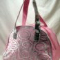 Microfiber Dome Tote Handbag with Silver Front Letters