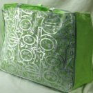 Microfiber Rectangular Tote Handbag with Silver Front Letters