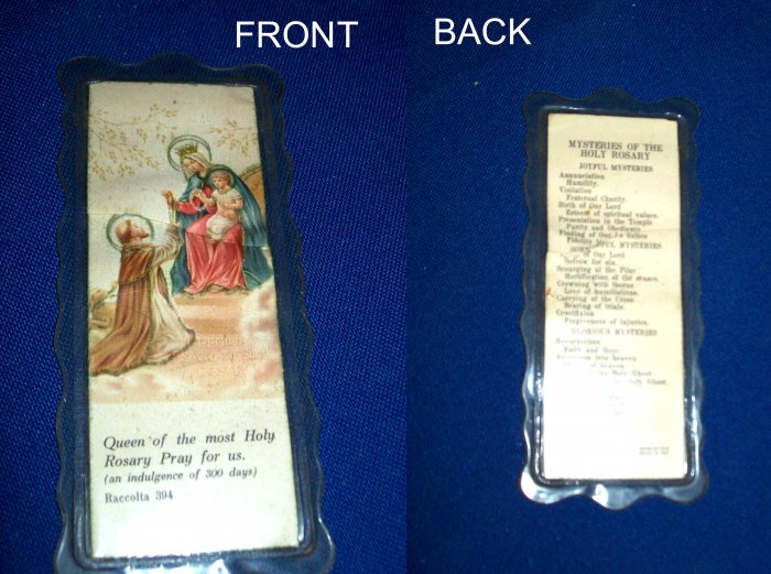 VINTAGE MYSTERY OF THE ROSARY CATHOLIC BOOKMARKJOYFUL