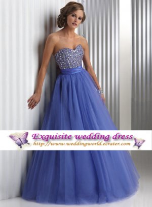 New sexy Prom/Ball/Evening strapless Blue WeddingDress Custom Size  voile&satin