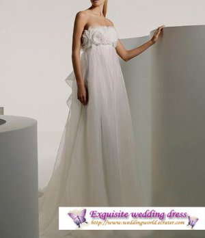 New white sexy Prom/Ball/Evening strapless pregnant woman' WeddingDress Custom Size  voile&satin