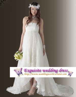 New white sexy Prom/Ball/Evening strapless pregnant woman WeddingDress Custom Size  voile&satin