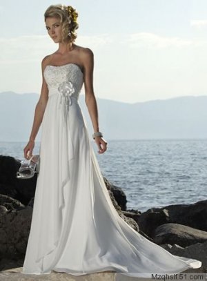 New sexy Prom/Ball/Evening strapless white WeddingDress Custom Size  voile&satin W002-7