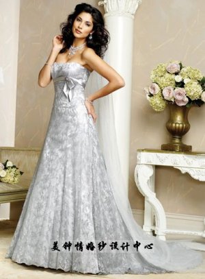 New sexy Prom/Ball/Evening strapless silver WeddingDress Custom Size  voile&satin W002-44