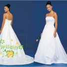 New sexy Prom/Ball/Evening strapless white WeddingDress Custom Size  voile&satin W002-51