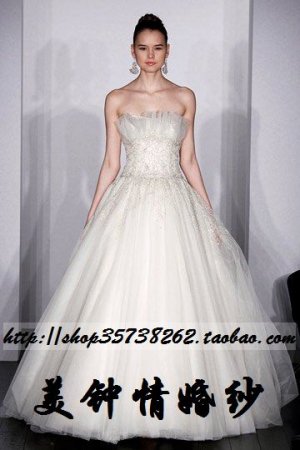 New sexy Prom/Ball/Evening strapless white WeddingDress Custom Size  voile&satin W002-64