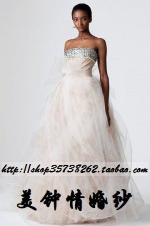 sexy Ball Gown Strapless Floor Length Organza wedding dress for brides Custom Size W002-82