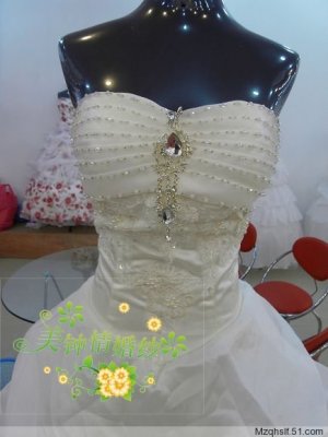 New sexy Ball Gown Prom/Ball/Evening strapless white WeddingDress Custom Size  voile&satin W002-85