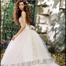 New sexy Ball Gown Prom/Ball/Evening strapless white WeddingDress Custom Size  voile&satin W003-12
