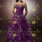 Sweet Ball Gown Strapless Cathedral Train Satin wedding dress for brides Custom Size W002-90