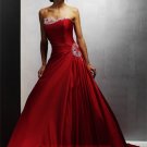 A-Line/Princess Strapless Chapel Train Satin wedding dress for brides Custom Size W002-91