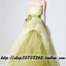 Sweet Ball Gown Strapless Cathedral Train Satin wedding dress for brides Custom Size W002-94