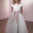 A-line Square Knee-Length Organza Flower Girl Dress Custom Size WG003-8