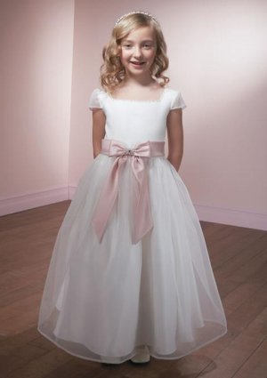 A-line Square Knee-Length Organza Flower Girl Dress Custom Size WG003-8