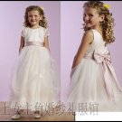 A-Line V-neck Tea-length organza Flower girls Dress Custom Size WG003-6