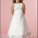 A-line Jewel-neck Knee-Length Satin Flower Girl Dress Custom Size WG003-12