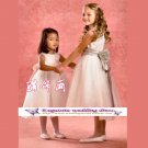 A-line Around-neck Knee-Length Organza Flower Girl Dress Custom Size WG004-11