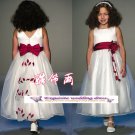 A-line Around-neck kness-Length Organza Flower Girl Dress Custom Size WG004-23
