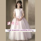 A-line Around-neck tea-Length Organza Flower Girl Dress Custom Size WG004-38