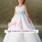 A-line Square-neck tea-Length Organza Flower Girl Dress Custom Size WG004-40
