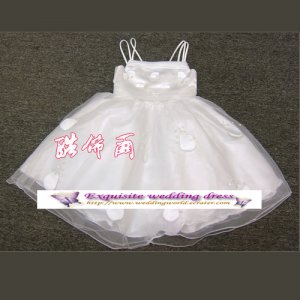 A-line Spagetti Straps kness-Length Organza Flower Girl Dress Custom Size WG004-50