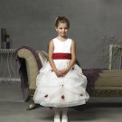 A-line Round-neck Tea-length Organza Flower girls Dress Custom Size WG005-1
