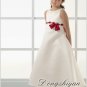 A-line Round-neck Tea-length Satin Flower girls Dress Custom Size WG005-2
