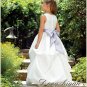 A-line Round-neck tea-length Satin Flower girls Dress Custom Size WG005-9