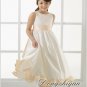 A-line Round-neck Tea-length Satin Flower girls Dress Custom Size WG005-14