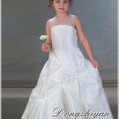 A-line Round-neck floor-length Satin Flower girls Dress Custom Size WG005-15