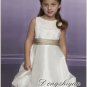 A-line Round-neck tea-length Satin Flower girls Dress Custom Size WG005-19