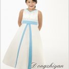 A-line V-neck kness-length Satin Flower girls Dress Custom Size WG005-30