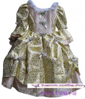 A-line Round-neck kness-Length Satin Flower Girl Dress WG006-1