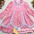 A-line Round-neck kness-Length pink cotton Flower Girl Dress WG006-5