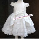A-line Round-neck kness-Length white satin&organza Flower Girl Dress WG007-5