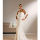 Column/Sheath Strapless Chapel Train Chiffon wedding dress for brides 2010 Style(WDS0230)