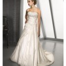 A-Line/Princess Strapless Chapel Train Satin wedding dress for brides 2010 style(WDE0111)