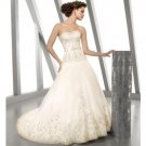 A-Line/Princess Strapless Chapel Train Organza wedding dress for brides 2010 style(WDE0112)