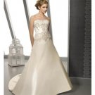 A-Line/Princess Strapless Chapel Train Satin wedding dress for brides 2010 style(WDE0113)