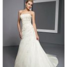A-Line/Princess Strapless Chapel Train Satin wedding dress for brides 2010 style(WDE0091)