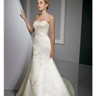 A-Line/Princess Strapless Chapel Train Satin wedding dress for brides 2010 style(WDE0093)