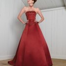 A-Line/Princess Strapless Chapel Train Satin wedding dress for brides 2010 Style(WDS0099)