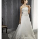 A-Line/Princess Strapless Chapel Train Satin wedding dress for brides 2010 style(WDE0115)