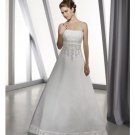 A-Line/Princess Strapless Chapel Train Satin wedding dress for brides 2010 style(WDE0116)