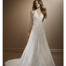 A-Line/Princess Halter Top Chapel Train Satin wedding dress for brides 2010 style(WDE0118)